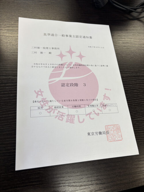 えるぼし認定通知書